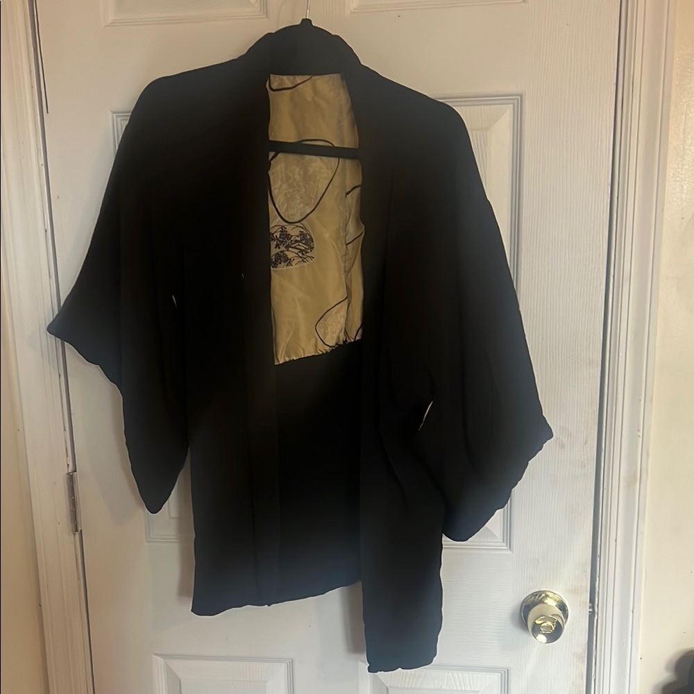 Vintage Black Kimono Unisex Jacket